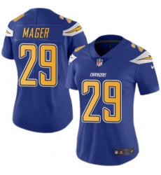 Women's Nike Los Angeles Chargers #29 Craig Mager Limited Electric Blue Rush Vapor Untouchable NFL Jersey