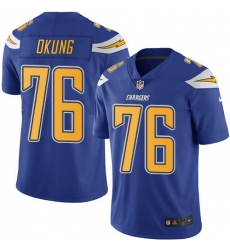 Men's Nike Los Angeles Chargers #76 Russell Okung Limited Electric Blue Rush Vapor Untouchable NFL Jersey