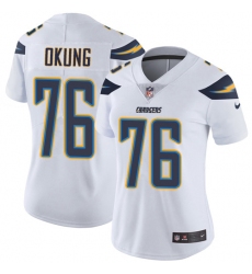 Women's Nike Los Angeles Chargers #76 Russell Okung White Vapor Untouchable Limited Player NFL Jersey