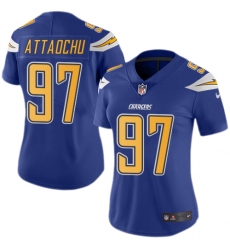 Women's Nike Los Angeles Chargers #97 Jeremiah Attaochu Limited Electric Blue Rush Vapor Untouchable NFL Jersey