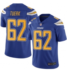 Men's Nike Los Angeles Chargers #62 Max Tuerk Limited Electric Blue Rush Vapor Untouchable NFL Jersey