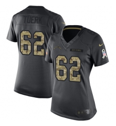 Women's Nike Los Angeles Chargers #62 Max Tuerk Limited Black 2016 Salute to Service NFL Jersey