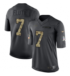 Men's Nike Los Angeles Chargers #7 Doug Flutie Limited Black 2016 Salute to Service NFL Jersey
