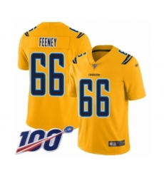 Youth Los Angeles Chargers #66 Dan Feeney Limited Gold Inverted Legend 100th Season Football Jersey
