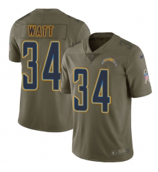Men's Nike Los Angeles Chargers #34 Derek Watt Limited Olive 2017 Salute to Service NFL Jersey