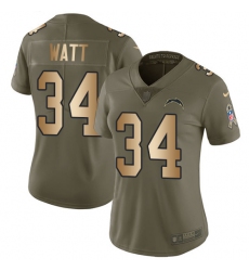 Women's Nike Los Angeles Chargers #34 Derek Watt Limited Olive/Gold 2017 Salute to Service NFL Jersey