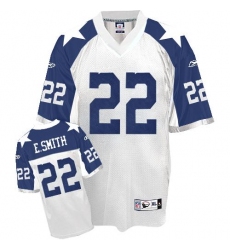 Men's Reebok Dallas Cowboys #22 Emmitt Smith Authentic White Thanksgiving Throwback NFL Jersey