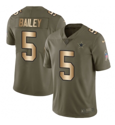 Youth Nike Dallas Cowboys #5 Dan Bailey Limited Olive/Gold 2017 Salute to Service NFL Jersey