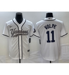 Men's New York Yankees #11 Anthony Volpe White Cool Base Stitched Baseball Jersey