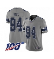 Men's Dallas Cowboys #94 DeMarcus Ware Limited Gray Inverted Legend 100th Season Football Jersey