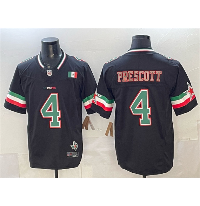 Men's Dallas Cowboys #4 Dak Prescott 2024 Mexico Black F.U.S.E. Stitched Football Jersey