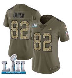 Women's Nike Philadelphia Eagles #82 Mike Quick Limited Olive/Camo 2017 Salute to Service Super Bowl LII NFL Jersey