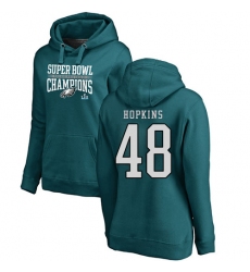 Women's Nike Philadelphia Eagles #48 Wes Hopkins Green Super Bowl LII Champions Pullover Hoodie