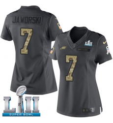 Women's Nike Philadelphia Eagles #7 Ron Jaworski Limited Black 2016 Salute to Service Super Bowl LII NFL Jersey