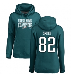 Women's Nike Philadelphia Eagles #82 Torrey Smith Green Super Bowl LII Champions Pullover Hoodie