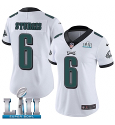 Women's Nike Philadelphia Eagles #6 Caleb Sturgis White Vapor Untouchable Limited Player Super Bowl LII NFL Jersey