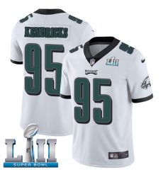 Youth Nike Philadelphia Eagles #95 Mychal Kendricks White Vapor Untouchable Limited Player Super Bowl LII NFL Jersey