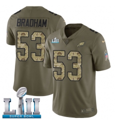 Men's Nike Philadelphia Eagles #53 Nigel Bradham Limited Olive/Camo 2017 Salute to Service Super Bowl LII NFL Jersey