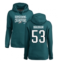 Women's Nike Philadelphia Eagles #53 Nigel Bradham Green Super Bowl LII Champions Pullover Hoodie