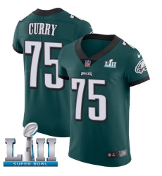 Men's Nike Philadelphia Eagles #75 Vinny Curry Midnight Green Team Color Vapor Untouchable Elite Player Super Bowl LII NFL Jersey
