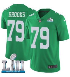 Men's Nike Philadelphia Eagles #79 Brandon Brooks Limited Green Rush Vapor Untouchable Super Bowl LII NFL Jersey
