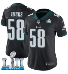 Women's Nike Philadelphia Eagles #58 Jordan Hicks Black Alternate Vapor Untouchable Limited Player Super Bowl LII NFL Jersey
