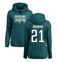 Women's Nike Philadelphia Eagles #21 Patrick Robinson Green Super Bowl LII Champions Pullover Hoodie