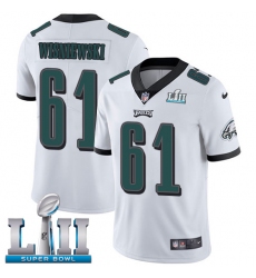 Men's Nike Philadelphia Eagles #61 Stefen Wisniewski White Vapor Untouchable Limited Player Super Bowl LII NFL Jersey