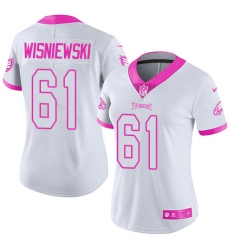 Women's Nike Philadelphia Eagles #61 Stefen Wisniewski Limited White/Pink Rush Fashion NFL Jersey