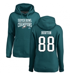 Women's Nike Philadelphia Eagles #88 Trey Burton Green Super Bowl LII Champions Pullover Hoodie