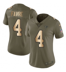 Women's Nike Atlanta Falcons #4 Brett Favre Limited Olive/Gold 2017 Salute to Service NFL Jersey