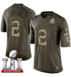 Men's Nike Atlanta Falcons #2 Matt Ryan Limited Green Salute to Service Super Bowl LI 51 NFL Jersey