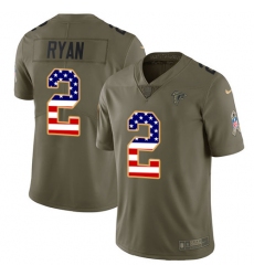 Men's Nike Atlanta Falcons #2 Matt Ryan Limited Olive/USA Flag 2017 Salute to Service NFL Jersey
