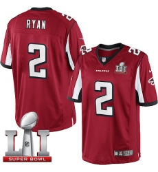 Youth Nike Atlanta Falcons #2 Matt Ryan Red Team Color Super Bowl LI 51 Vapor Untouchable Limited Player NFL Jersey