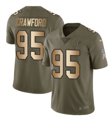 Men's Nike Atlanta Falcons #95 Jack Crawford Limited Olive/Gold 2017 Salute to Service NFL Jersey