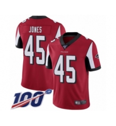 Men's Atlanta Falcons #45 Deion Jones Red Team Color Vapor Untouchable Limited Player 100th Season Football Jersey