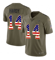 Youth Nike Atlanta Falcons #14 Justin Hardy Limited Olive/USA Flag 2017 Salute to Service NFL Jersey
