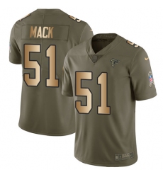 Men's Nike Atlanta Falcons #51 Alex Mack Limited Olive/Gold 2017 Salute to Service NFL Jersey
