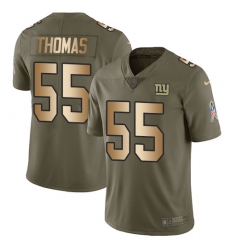 Youth Nike New York Giants #55 J.T. Thomas Limited Olive/Gold 2017 Salute to Service NFL Jersey