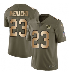 Men's Nike New York Giants #23 Duke Ihenacho Limited Olive/Gold 2017 Salute to Service NFL Jersey