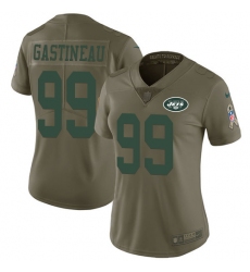 Women's Nike New York Jets #99 Mark Gastineau Limited Olive 2017 Salute to Service NFL Jersey
