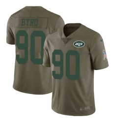 Men's Nike New York Jets #90 Dennis Byrd Limited Olive 2017 Salute to Service NFL Jersey
