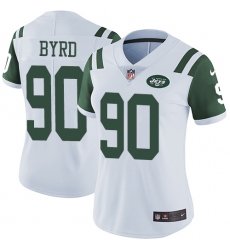 Women's Nike New York Jets #90 Dennis Byrd White Vapor Untouchable Limited Player NFL Jersey