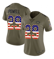 Women's Nike New York Jets #29 Bilal Powell Limited Olive/USA Flag 2017 Salute to Service NFL Jersey