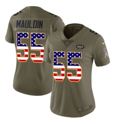 Women's Nike New York Jets #55 Lorenzo Mauldin Limited Olive/USA Flag 2017 Salute to Service NFL Jersey