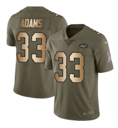 Men's Nike New York Jets #33 Jamal Adams Limited Olive/Gold 2017 Salute to Service NFL Jersey