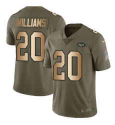 Youth Nike New York Jets #20 Marcus Williams Limited Olive/Gold 2017 Salute to Service NFL Jersey