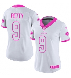 Women's Nike New York Jets #9 Bryce Petty Limited White/Pink Rush Fashion NFL Jersey