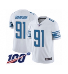 Men's Detroit Lions #91 A'Shawn Robinson White Vapor Untouchable Limited Player 100th Season Football Jersey