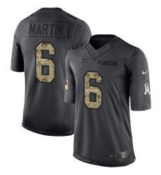 Men's Nike Detroit Lions #6 Sam Martin Limited Black 2016 Salute to Service NFL Jersey
